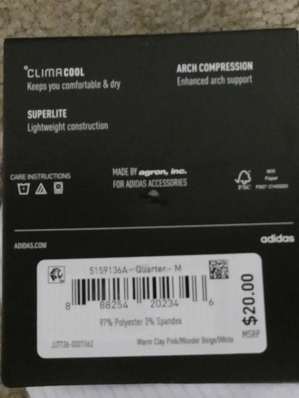 Adidas 6 pack Quarter ClimaCool  Women’s Socks Size 5-10 NWT